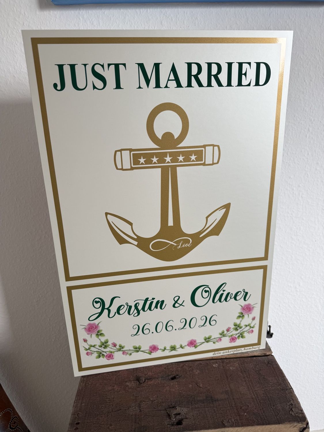 Personalisierte Anker-Tafel als Hochzeitsgeschenk